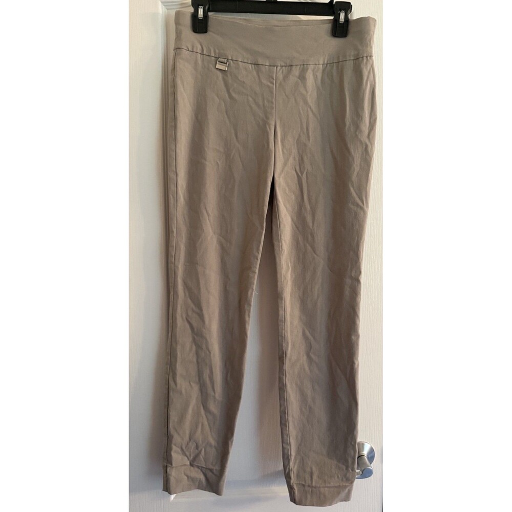 Alfani Beige Ankle Straight-Leg Pull On Knit Stretch Pants Women Flat Front Sz 6